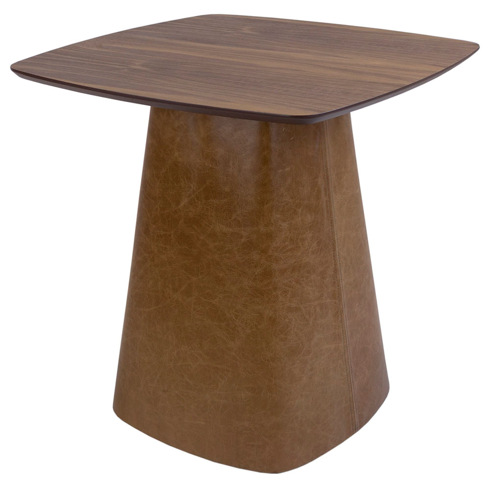 Mesa Lateral Bolero Tampo Nogueira e Base Recouro Caramelo - Alta 2